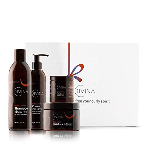 Kit Definición Nutritivo para cabello ondulado y rizado Natural&Amazing de DIVINA BLK, 4 productos incluidos, tratamiento completo nutritivo y styling