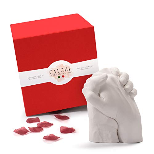 Kit Molde de Manos para Esculturas 3D de Pareja | Made in Italy | Love Box Special | Idea Regalo Enamorados | Conjunto Completo con Yeso y Alginato para Moldes y Huellas Recuerdo