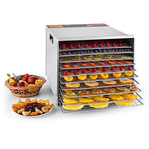 Klarstein Fruit Jerky Pro 10 - Desecadora, Deshidratadora, 10 Pisos, Bandejas extraibles, Temperatura Regulable, 1,5 m² de Superficie, Temporizador, Ventilador, Carcasa de Acero, Plateado Klarstein Fruit Jerky Pro 10 - Desecadora, Deshidratadora, 10 Pisos, Bandejas extraibles, Temperatura Regulable, 1,5 m² de Superficie, Temporizador, Ventilador, Carcasa de Acero, Plateado