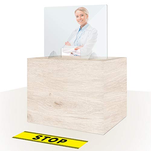 KMINA - Mampara Metacrilato Mostrador, Mamparas Proteccion Mostrador, Separador Mostrador para Negocio, Tienda, Farmacia o cualquier Recepción (65cm x 65cm)