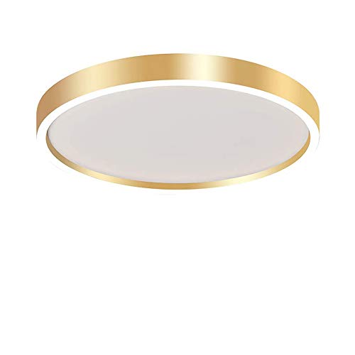 Lámpara De Techo Led Regulable Con Control Remoto, Lujo Dorado Plafon Led Techo Metal Lampara De Techo Led Moderna 3000K-6000K Para Sala De Estar Dormitorio Comedor Estudio 40 * 6CM,Round 42w 3000lm