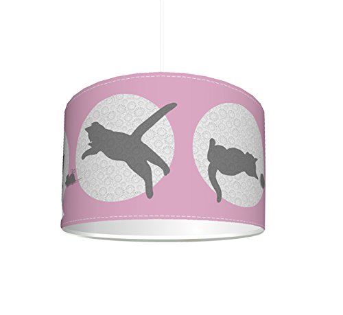 Lámpara Infantil pantalla "Gatos rosas" KL55 | para la habitación de los niños | como lámpara de pie o lámpara colgante plafón | STIKKIPIX