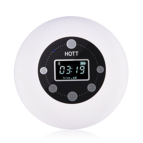 Lazmin Radios de Ducha a Prueba de Agua de HOTT, Mini Radio estéreo de Manos Libres inalámbrico Bluetooth con Altavoz FM para baño Lazmin Radios de Ducha a Prueba de Agua de HOTT, Mini Radio estéreo de Manos Libres inalámbrico Bluetooth con Altavoz FM para baño