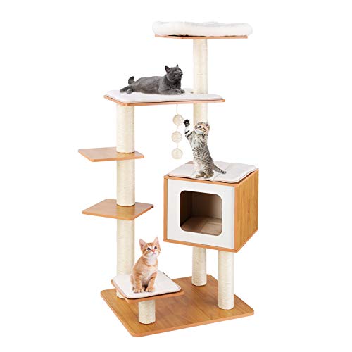 LAZY BUDDY Árboles para Gatos 132 cm, Rascador para Gatos, 100% Sisal, con Alfombrillas Lavables Extraíbles LAZY BUDDY Árboles para Gatos 132 cm, Rascador para Gatos, 100% Sisal, con Alfombrillas Lavables Extraíbles