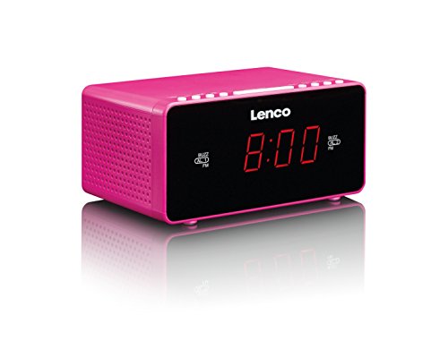 Lenco CR-510 Reloj Negro, Rosa - Radio (Reloj, FM, LED, 2,29 cm (0.9"), Negro, Rosa, 155 mm)
