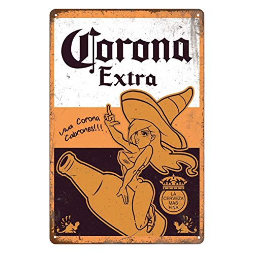 Letreros de lata retro vintage, Corona Extra Beer, Home Bar Man Cave Diner Garage Man Cueva Decor, 20 x 30 cm