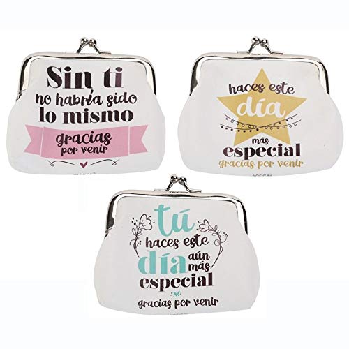 Lote de 20 Monederos Frases"GRACIAS POR VENIR" - Monederos con Frases Divertidas para Bodas, Bautizos y Comuniones. Monederitos y Carteras Originales Baratos para Recuerdos y Detalles Lote de 20 Monederos Frases"GRACIAS POR VENIR" - Monederos con Frases Divertidas para Bodas, Bautizos y Comuniones. Monederitos y Carteras Originales Baratos para Recuerdos y Detalles