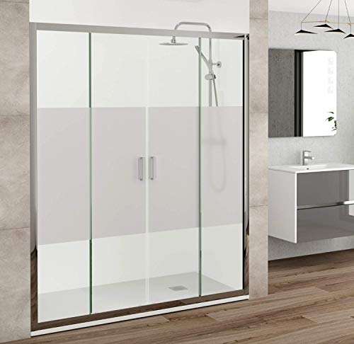 Mampara de Ducha Frontal Doble Puerta Corredera 2 Fijos + 2 Puerta con Apertura Central - Vidro templado de 5mm y Perfilería en Aluminio Cromo - Altura 190cm-Varias medidas Disponibles (140 cm) Mampara de Ducha Frontal Doble Puerta Corredera 2 Fijos + 2 Puerta con Apertura Central - Vidro templado de 5mm y Perfilería en Aluminio Cromo - Altura 190cm-Varias medidas Disponibles (140 cm)
