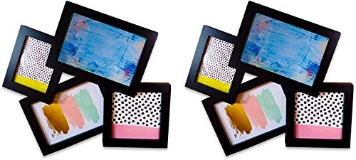 Marcos de Fotos Múltiples Pack de 2 Cuadros para Fotos Pared Decoración Portafotos Sobremesa (Negro)