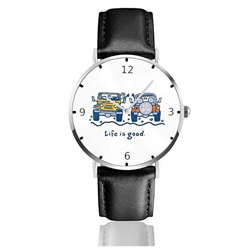 Men's Fashion Minimalist Wrist Watch Quartz Wrist Watch Jeep Leather Strap Watch