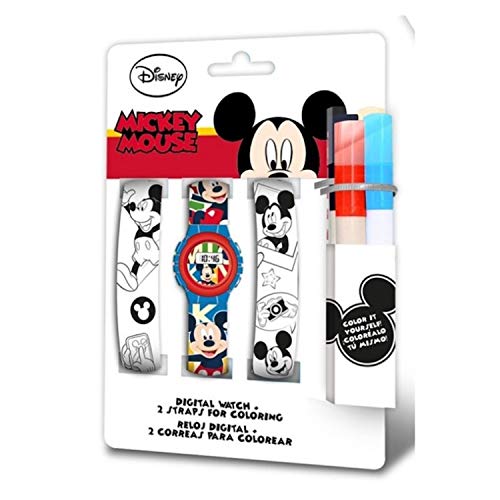 Mickey Mouse Reloj Digital Correa para Pintar (WD20326), Multicolor (Kids Licensing 1)