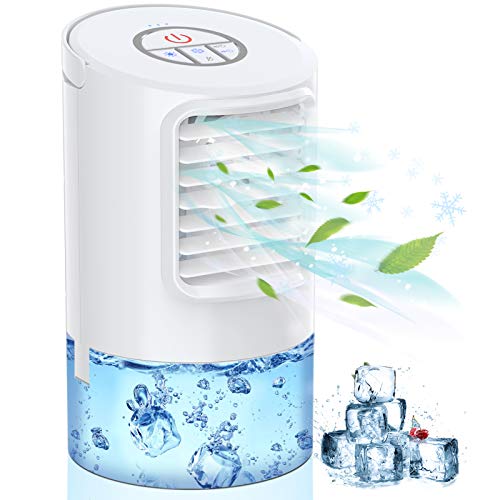 Mini Enfriador de Aire, Mini Acondicionador de Aire Móvil, 4 en 1 Climatizadores Evaporativos con Función de Humidificación, 2 Temporizadores/3 Niveles de Potencia/7 Colores Luz, Perfecto Regalo Mini Enfriador de Aire, Mini Acondicionador de Aire Móvil, 4 en 1 Climatizadores Evaporativos con Función de Humidificación, 2 Temporizadores/3 Niveles de Potencia/7 Colores Luz, Perfecto Regalo