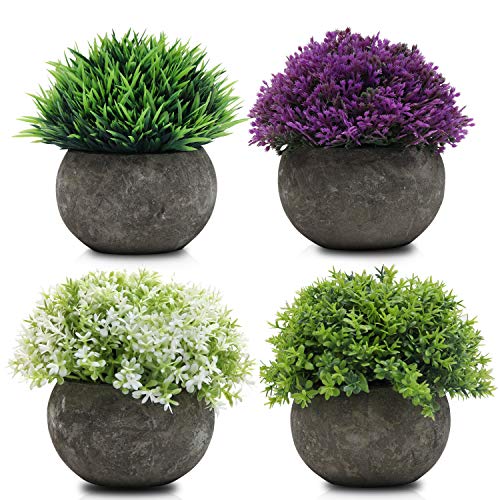 Mini Macetas Plantas Artificiales (Pack de 4) - (12 x 8,5cm) Multicolor Planta Contienen 2 Verdes, 1 Blanca y 1 Purpura Topiaria Arbustos para Interiores, Exteriores, Lavabo y Decoración del Hogar Mini Macetas Plantas Artificiales (Pack de 4) - (12 x 8,5cm) Multicolor Planta Contienen 2 Verdes, 1 Blanca y 1 Purpura Topiaria Arbustos para Interiores, Exteriores, Lavabo y Decoración del Hogar