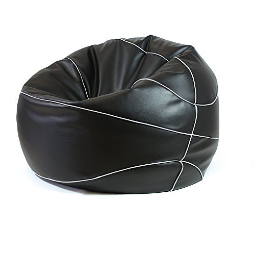 MiPuf - Puff Basket Original - Personalizable - 90 cm dimetro - Tejido Polipiel Alta Resistencia - Doble Cremallera - Relleno Incluido - Negro y Plata - 4 años de Garantía