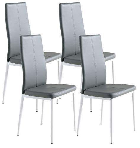 Miroytengo 4 sillas Polipiel Color Gris Sora cómodas y Estilo Moderno Comedor salón 98x42x47