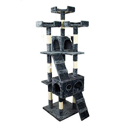 Mobiclinic, Rascador árbol para Gato, Modelo Tom, Grande, para Escalar, 3 Alturas, con Plataformas y refugios, Desestresante, Cuerda de sisal, Gris