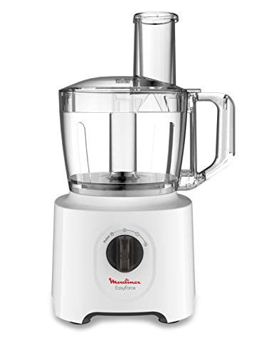 Moulinex FP244110 - Procesador de alimentos multifuncional, 2.4 l, 5 accesorios, 20 funciones, 700W, blanco