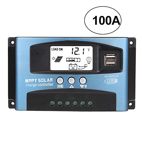 MPPT Solar Charge Controller 40/50/60 / 100A, 12V 24V Dual USB Solar Pannel Battery Controller Regulador inteligente con pantalla LCD(100A)