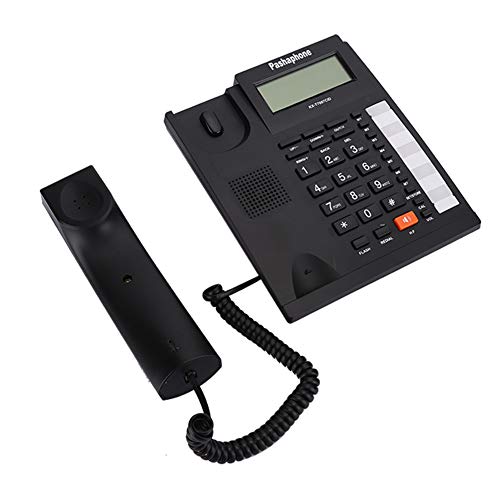 Mugast Telefono Fijo con Cable con Altavoz Reduccion de Ruido Material ABS Pantalla LCD de Fecha Historial de Llamadas y Identificador de Llamdas Doble Puertos (Negro)