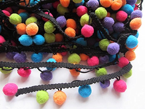 (Multicolor) - YYCRAFT Multicolor Pom Pom Ball fringe Trim Ribbon Sewing(5 Yards)