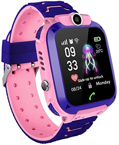 MUXAN Kids Smartwatch Reloj de Pulsera Inteligente Impermeable IP67 con SOS Reloj Despertador Reloj Digital Antorcha de cámara Juegos para niños compatibles con iOS/Android (Rosa)