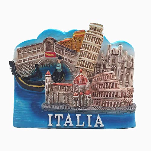 MUYU Magnet Florence Colosseum, Pisa Leaning Tower, Venecia, Catedral de Milán de Italia 3D Nevera imán Tourist Souvenir Regalo magnético calcomanía Collection