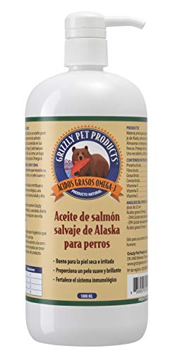 Natural Greatness Aceite de Salmón Salvaje de Alaska Grizzly. Producto Natural Puro para su Mascota (1000 ml) Natural Greatness Aceite de Salmón Salvaje de Alaska Grizzly. Producto Natural Puro para su Mascota (1000 ml)
