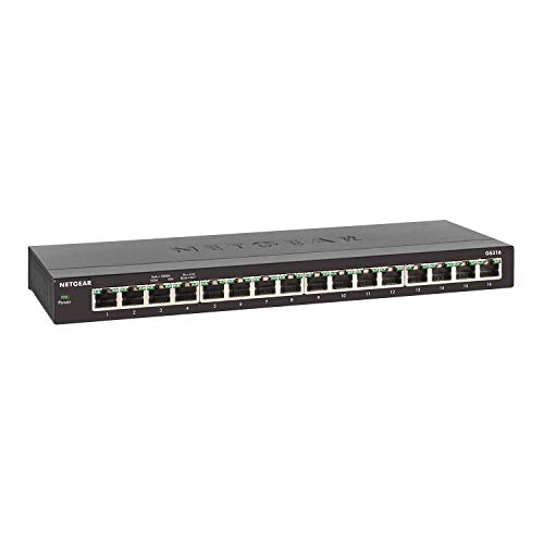 Netgear GS316-100PES Switch 16 Puertos, Switch Gigabit Unmanaged, switch ethernet de Sobremesa, Caja de metal sin Ventilador, Negro Netgear GS316-100PES Switch 16 Puertos, Switch Gigabit Unmanaged, switch ethernet de Sobremesa, Caja de metal sin Ventilador, Negro