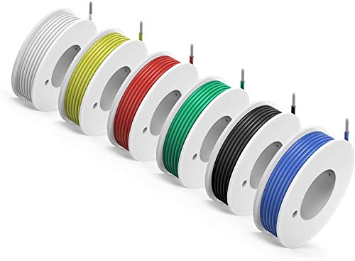 NorthPada 24 AWG 0,2mm² Alambres eléctricos Kit Silicona Cable de cobre estañado para placa de circuito impreso PCB 6 Colores 300V 2A 6 x 9 Metros