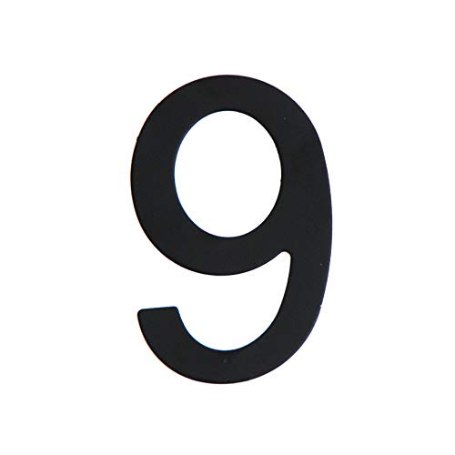 Número de calle en acero inoxidable negro mate, con dorso adhesivo, con una altura de 76 mm, número de casa, diseño de puerta (9)