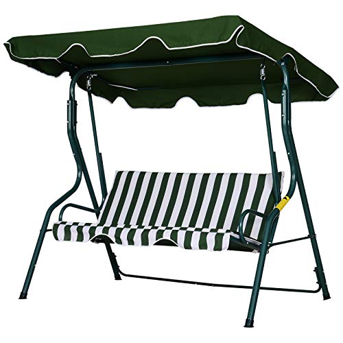 Outsunny Columpio Balancín de Jardín 3 plazas para Porche Terraza o Jardín con Toldo Incorporado 170x110x153 cm Blanco y Verde Outsunny Columpio Balancín de Jardín 3 plazas para Porche Terraza o Jardín con Toldo Incorporado 170x110x153 cm Blanco y Verde
