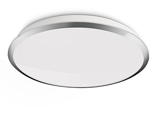 Philips myLiving Denim - Plafón de techo LED, iluminación de interior, luz blanca cálida, 7,5 W, diámetro 35,3 cm, color gris