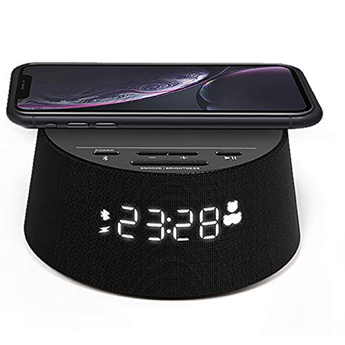 Philips Reloj Despertador Digital PR70212 con Cargador inalámbrico (Cargador inalámbrico, Temporizador de Reposo, Alarma) Negro