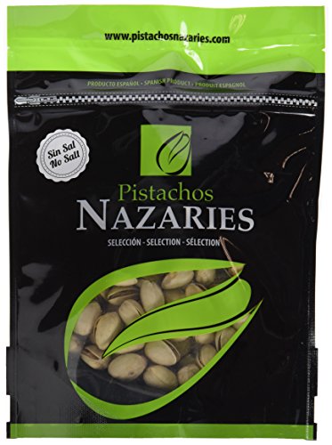 Pistachos Nazaríes - Pistachos Españoles de gran calidad, cuidadosamente seleccionados y tostados SIN SAL. Muy crujientes. (Pack de 4 bolsas de 250gr cada una).