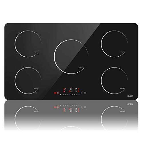 Placa de Inducción, Placa Vitrocerámica de Cocina Eléctrica Integrada, 4-5 Quemadores, Control Táctil, Temporizador, Cristal Negro (5 Zonas - 9300W - 90CM) Placa de Inducción, Placa Vitrocerámica de Cocina Eléctrica Integrada, 4-5 Quemadores, Control Táctil, Temporizador, Cristal Negro (5 Zonas - 9300W - 90CM)