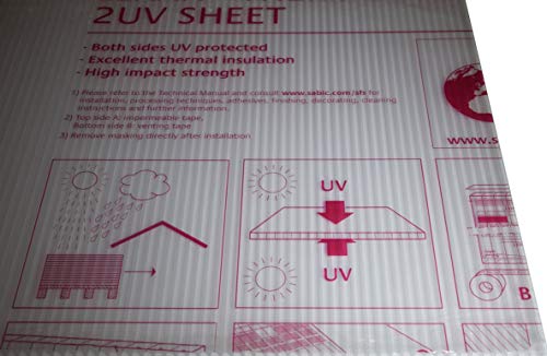Placa de policarbonato Lexan Thermoclear, protección UV por ambos lados, 1500 x 700 x 4,5 mm