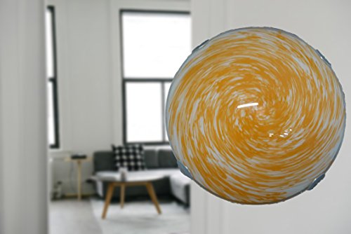 Plafón redondo de 30 cm de diámetro de cristal decorado en naranja