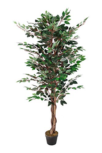 Planta artificial Ficus en maceta, 160 cm, planta decorativa para interiores, árbol artificial