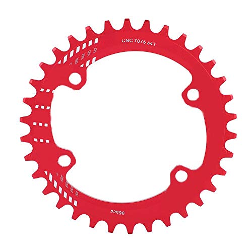 Plato de Bicicleta de Montaña,96 mm BCD 32T 34T 36T 38T Plato Ancho Estrecho Anillo de Cadena de Bicicleta Plato de Aluminio Solo Plato Sram Compatible M6000 M7000 M8000 Shimano MTB BMX(38T-Rojo)