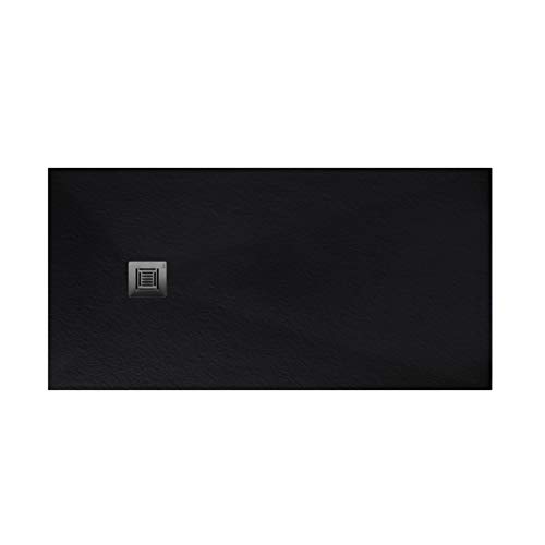 Plato de ducha rectangular de 200 x 90 x 3 centímetros, con válvula de desagüe, colección Suite N, color negro (Referencia: 6349902)