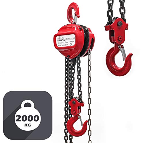 Polipasto manual de cadena 2000kg con cadena 3m y altura de elevación de 3m, para levantar cargas