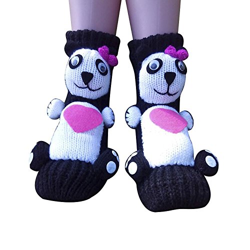 PreSox antideslizante suéter de punto calientes calcetines de piso de casa para las mujeres (panda)