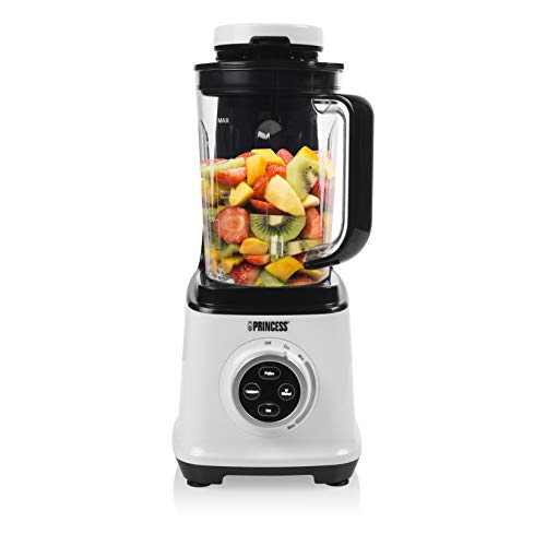 Princess 219600 Batidora al vacío con capacidad para 1.5L, tecnología de mezcla al vacío, batido uniforme y compacto sin burbujas de aire, jarra libre de BPA, 800 W, taza extra de 1 L, 20 velocidades Princess 219600 Batidora al vacío con capacidad para 1.5L, tecnología de mezcla al vacío, batido uniforme y compacto sin burbujas de aire, jarra libre de BPA, 800 W, taza extra de 1 L, 20 velocidades