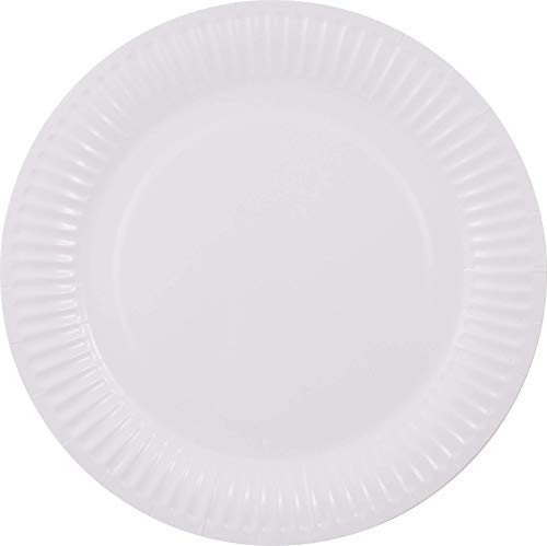 Pritogo Platos de cartón, diámetro de 23 cm, 350 g/m², estable, revestidos, no se ablanda, blanco, redondos, alta calidad, 50/100/500/1000 unidades (50 unidades)