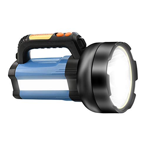 Proyector de antorcha LED recargable de 15000 mAh, luz de camping multifuncional IjoyeBeauty 3000LM, foco exterior impermeable, linterna de haz de alta potencia, linterna liviana (Azul)