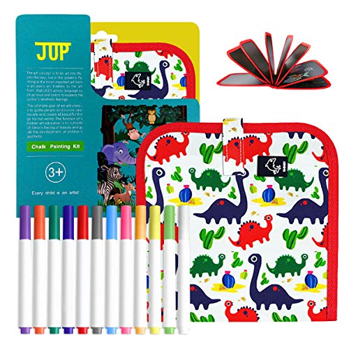 QUCHENG Juguete de Dibujo de Graffiti Lavable Reutilizable, Libro de Tela portátil sin Tiza para niños, Libro de Pizarra de Graffiti de Escritura de Pintura mágica para niños (Dinosaurio Trompeta)