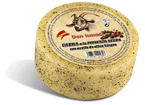 Queso curado de cabra a la pimienta negra con aceite de oliva virgen 525 gr. Queso curado de cabra a la pimienta negra con aceite de oliva virgen 525 gr.