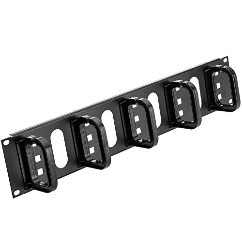 RackMatic - Panel guíacables para armario rack 19" 2U con 5 anillas para gestión de cables