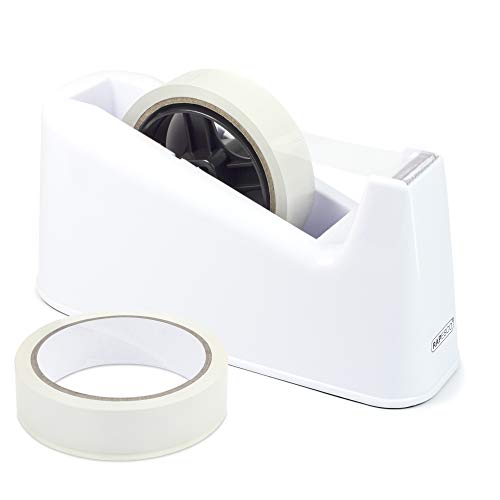 Rapesco accesorios - Dispensador 500 de cinta adhesiva de alta capacidad mas 2 rollos de cinta blanco
