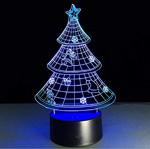 ?rbol de Navidad Navidad Lámpara 3D Bombilla LED Iluminación USB Toque RGB Colores Mesa Luz de noche Mesita de noche Regalo decorativo Visión Vacaciones Ni?os